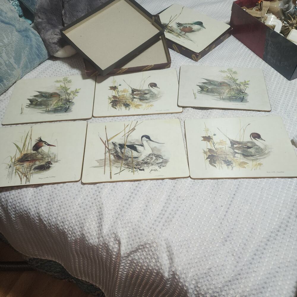 LADY CLARE EUC SET OF 6 GAME BIRDS HARD  TABLE PLACEMATS